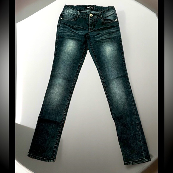lei Denim - LEI Distressed Bootleg Skinny Denim Studs Design W/Blue Jeans Sz 5 Regular